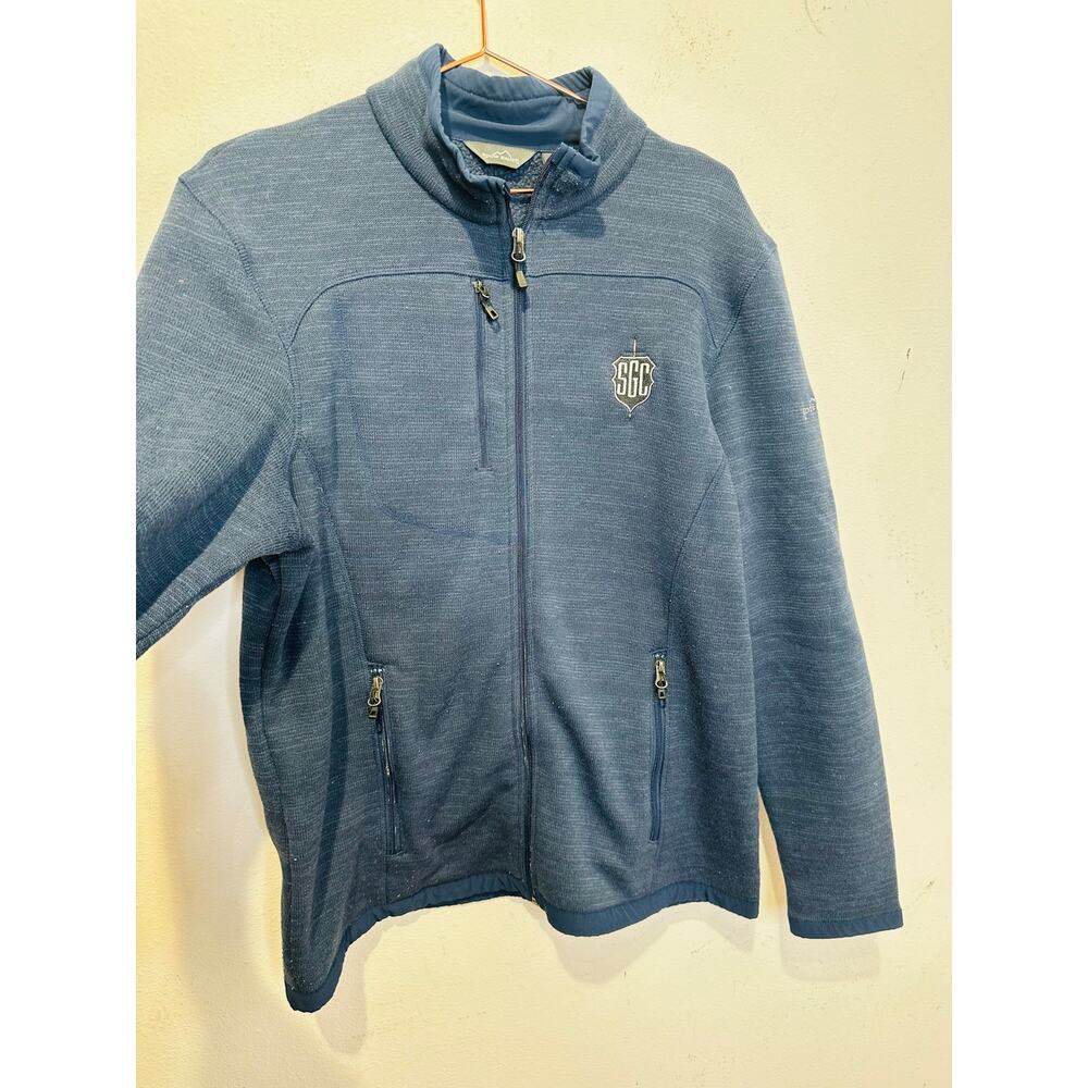 EDDIE BAUER Blue Full Zip Up SGC Embroidered Front Zip Pocket Jacket sz Large - Picture 2 of 13